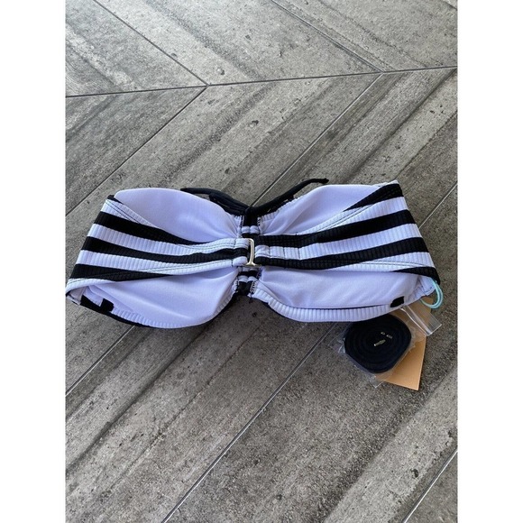 Kona Sol Bra Black White Stripes S (4-6) Swimsuit Swimwear - Picture 5 of 6